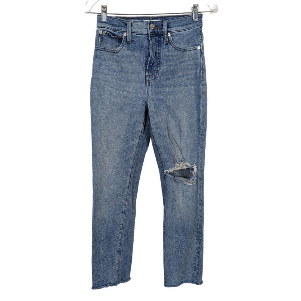 Madewell The Perfect Vintage Crop Jean high rise raw hem size 25‎